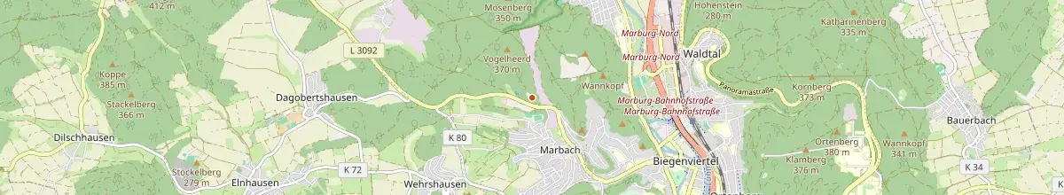 Karte mit den Selbstversorgerhäusern in Marburg
