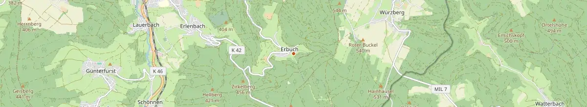 Karte mit den Selbstversorgerhäusern in Erbach