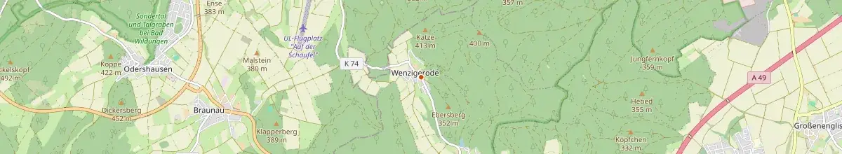 Karte mit den Selbstversorgerhäusern in Bad Zwesten