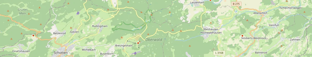 Karte mit den Selbstversorgerhäusern in Vogelsbergkreis