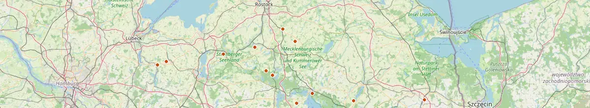 Karte mit den Selbstversorgerhäusern in Mecklenburg-Vorpommern
