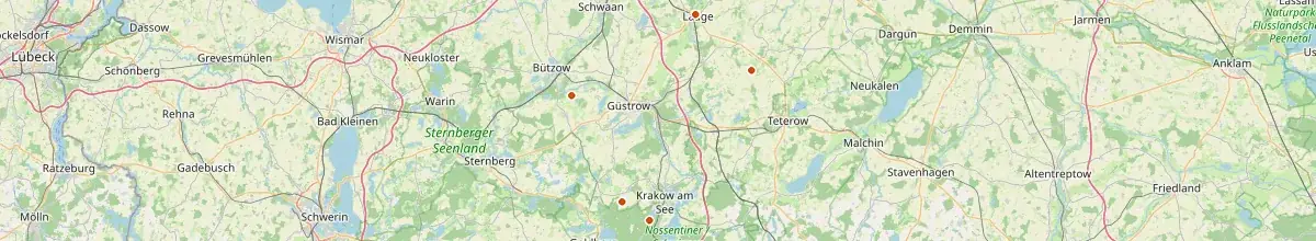 Karte mit den Selbstversorgerhäusern in Landkreis Rostock