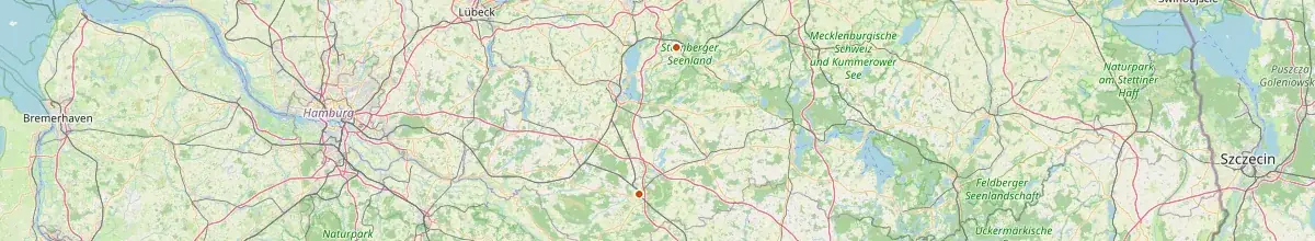 Karte mit den Selbstversorgerhäusern in Ludwigslust-Parchim