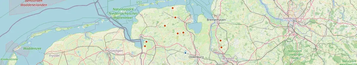 Karte mit den Selbstversorgerhäusern in Landkreis Ammerland