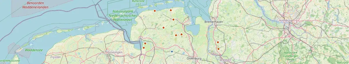 Karte mit den Selbstversorgerhäusern in Apen