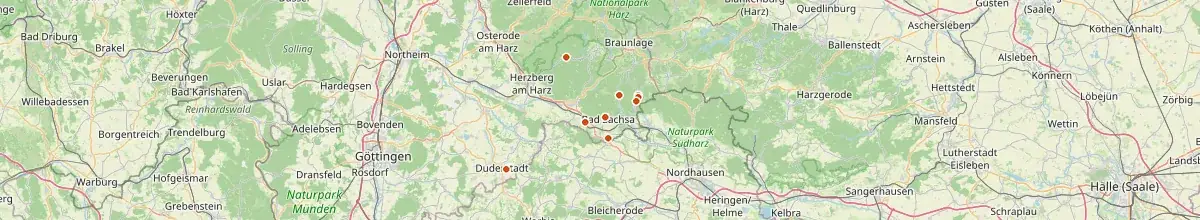 Karte mit den Selbstversorgerhäusern in Landkreis Göttingen