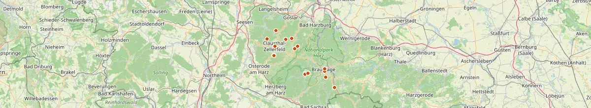 Karte mit den Selbstversorgerhäusern in Landkreis Goslar