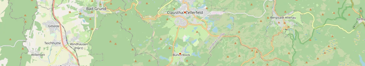 Karte mit den Selbstversorgerhäusern in Clausthal-Zellerfeld