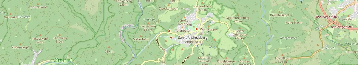 Karte mit den Selbstversorgerhäusern in St. Andreasberg