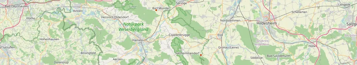 Karte mit den Selbstversorgerhäusern in Landkreis Hameln-Pyrmont