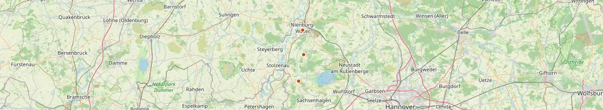 Karte mit den Selbstversorgerhäusern in Landkreis Nienburg (Weser)