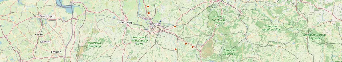 Karte mit den Selbstversorgerhäusern in Lilienthal
