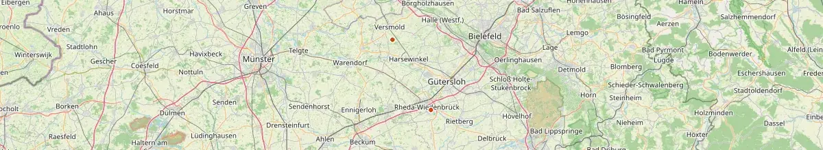 Karte mit den Selbstversorgerhäusern in Kreis Gütersloh