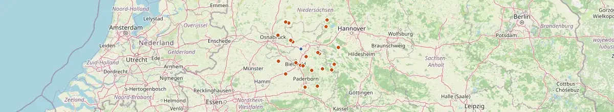 Karte mit den Selbstversorgerhäusern in Kreis Herford