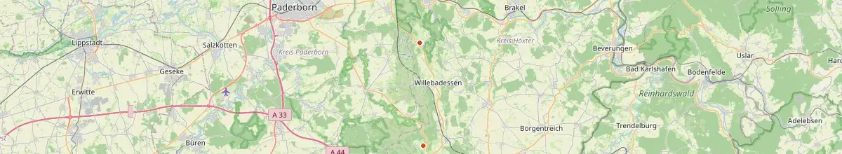 Karte mit den Selbstversorgerhäusern in Kreis Höxter