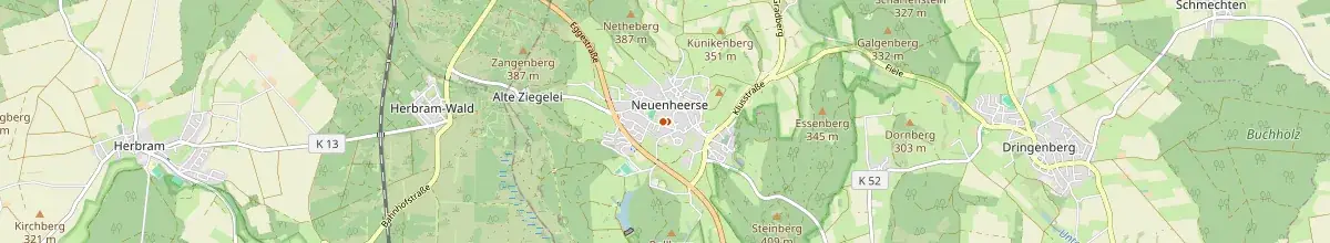 Karte mit den Selbstversorgerhäusern in Bad Driburg