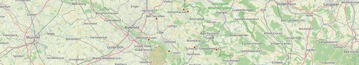 Karte mit den Selbstversorgerhäusern in Kreis Lippe