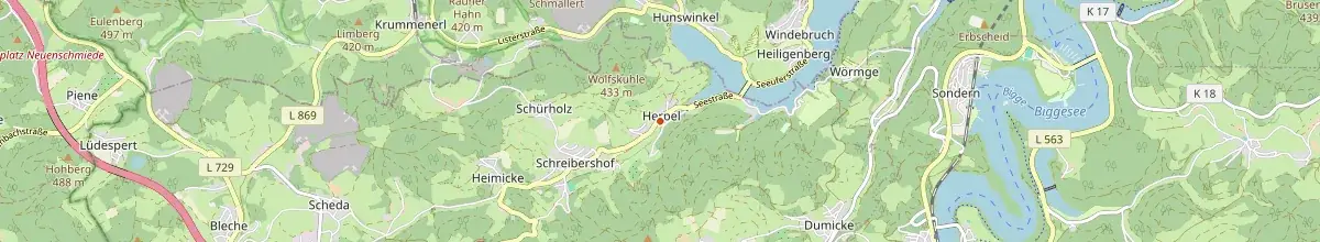 Karte mit den Selbstversorgerhäusern in Drolshagen
