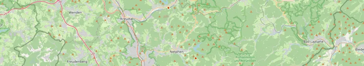Karte mit den Selbstversorgerhäusern in Kreis Siegen-Wittgenstein