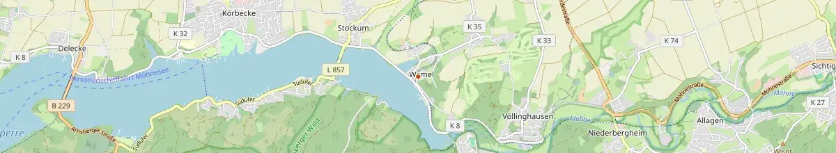 Karte mit den Selbstversorgerhäusern in Möhnesee