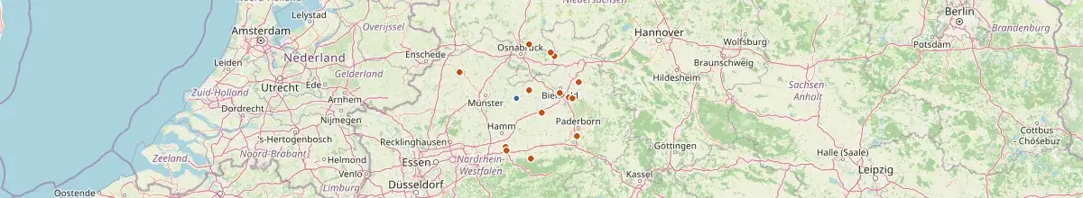 Karte mit den Selbstversorgerhäusern in Kreis Warendorf