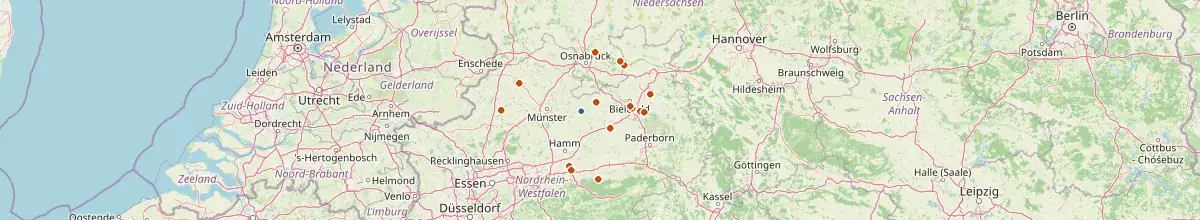 Karte mit den Selbstversorgerhäusern in Warendorf