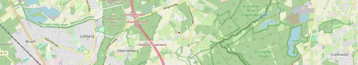 Karte mit den Selbstversorgerhäusern in Dinslaken