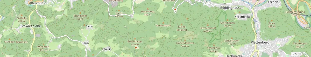 Karte mit den Selbstversorgerhäusern in Plettenberg