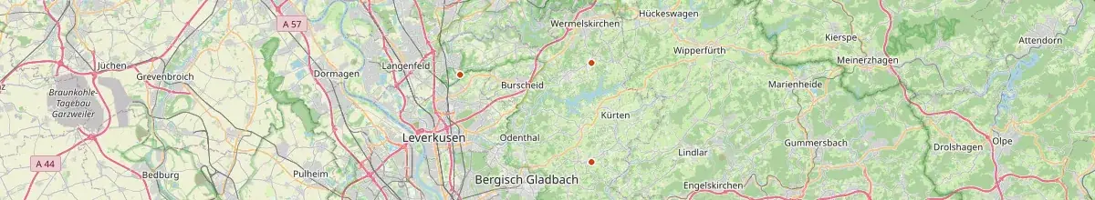 Karte mit den Selbstversorgerhäusern in Rheinisch-Bergischer Kreis