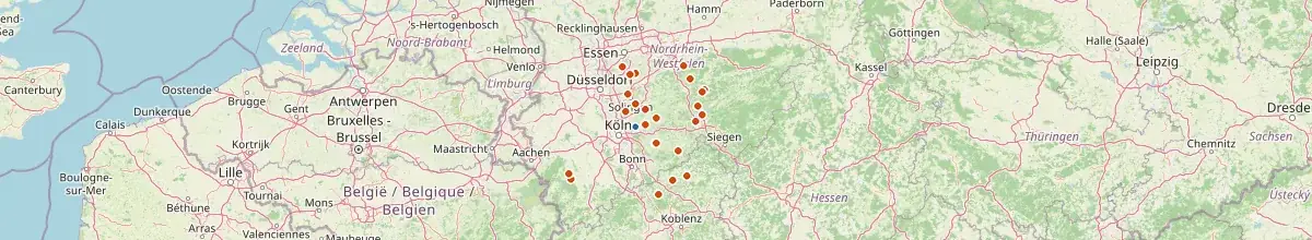 Karte mit den Selbstversorgerhäusern in Bergisch Gladbach