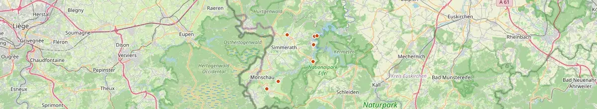 Karte mit den Selbstversorgerhäusern in Städteregion Aachen