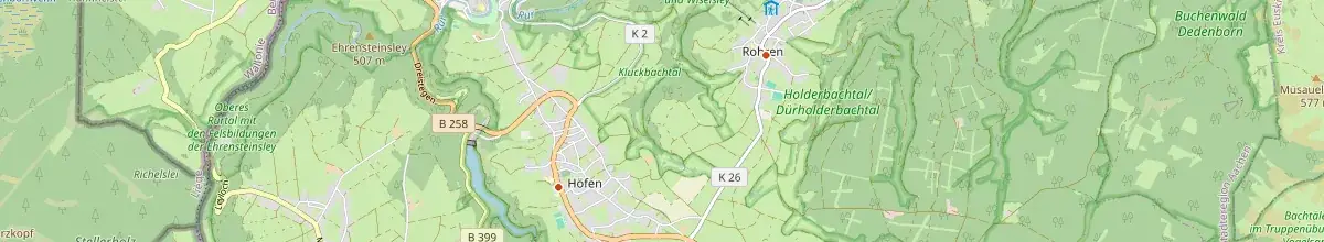 Karte mit den Selbstversorgerhäusern in Monschau