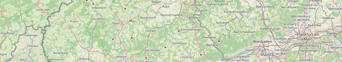 Karte mit den Selbstversorgerhäusern in Rheinland-Pfalz