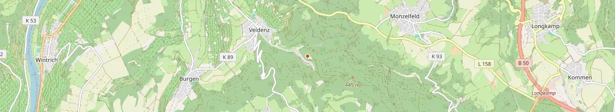Karte mit den Selbstversorgerhäusern in Veldenz