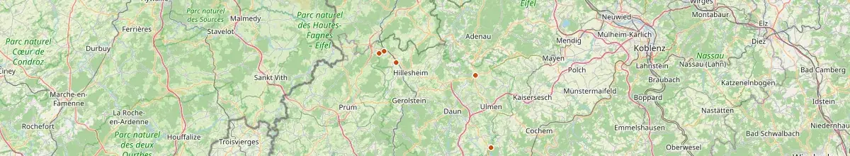 Karte mit den Selbstversorgerhäusern in Landkreis Vulkaneifel