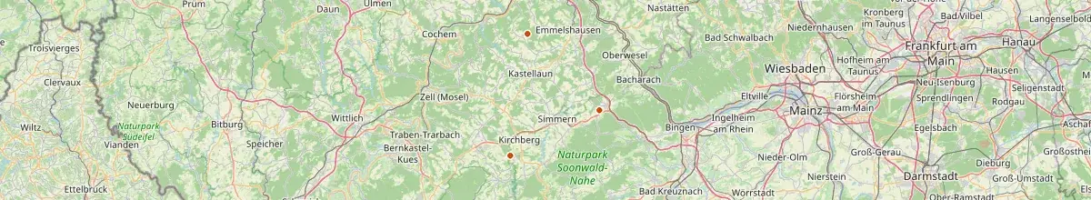 Karte mit den Selbstversorgerhäusern in Rhein-Hunsrück-Kreis