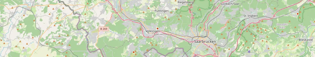 Karte mit den Selbstversorgerhäusern in Saarland