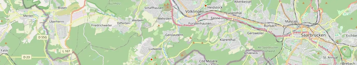 Karte mit den Selbstversorgerhäusern in Völklingen