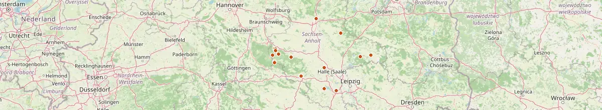 Karte mit den Selbstversorgerhäusern in Sachsen-Anhalt