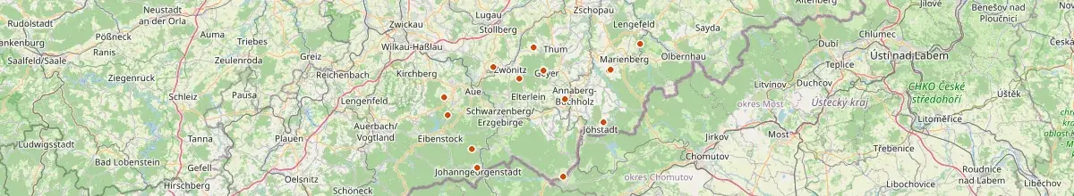 Karte mit den Selbstversorgerhäusern in Erzgebirgskreis