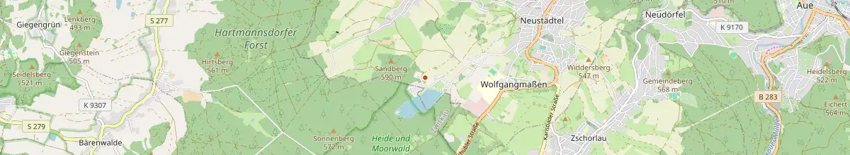 Karte mit den Selbstversorgerhäusern in Schneeberg