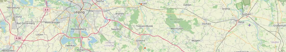 Karte mit den Selbstversorgerhäusern in Landkreis Leipzig