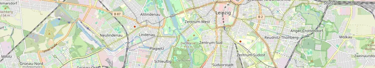 Karte mit den Selbstversorgerhäusern in Leipzig