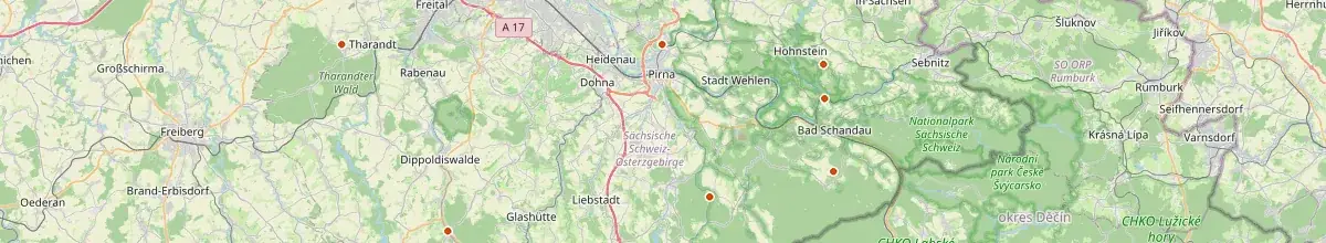 Karte mit den Selbstversorgerhäusern in Sächsische Schweiz-Osterzgebirge