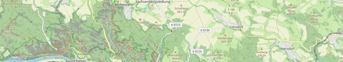 Karte mit den Selbstversorgerhäusern in Hohnstein