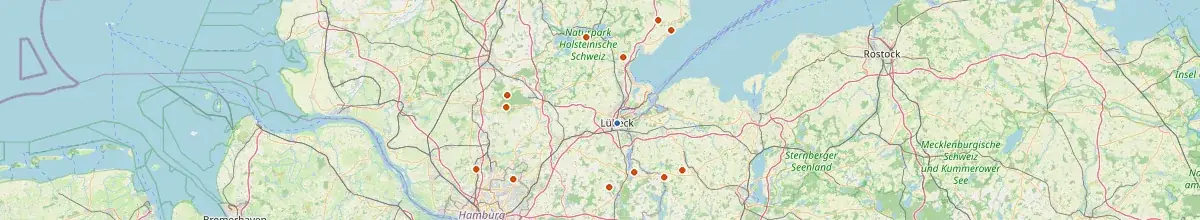 Karte mit den Selbstversorgerhäusern in Lübeck