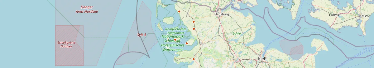 Karte mit den Selbstversorgerhäusern in Nordfriesland