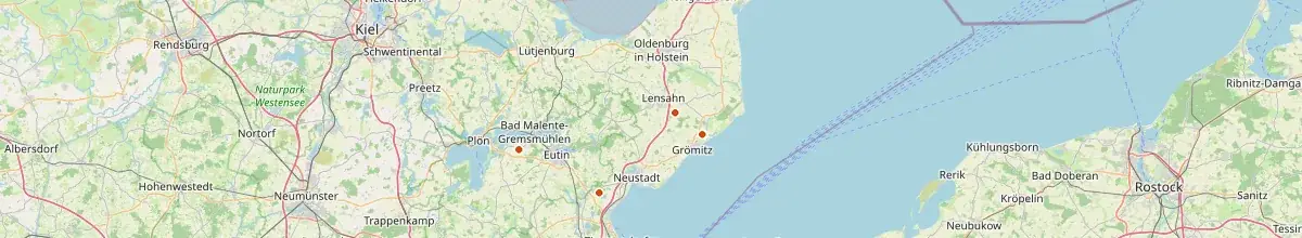 Karte mit den Selbstversorgerhäusern in Ostholstein