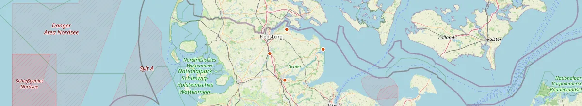Karte mit den Selbstversorgerhäusern in Schleswig-Flensburg
