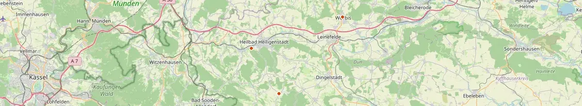 Karte mit den Selbstversorgerhäusern in Eichsfeld